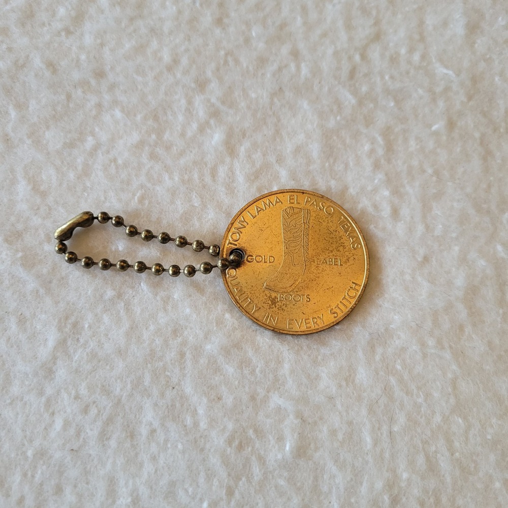 Vintage TONY‎ LAMA Advertising Keychain Quality Boot Making 70 Years El Paso TX